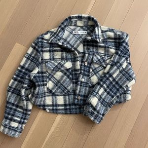 Zara crop plaid jacket
